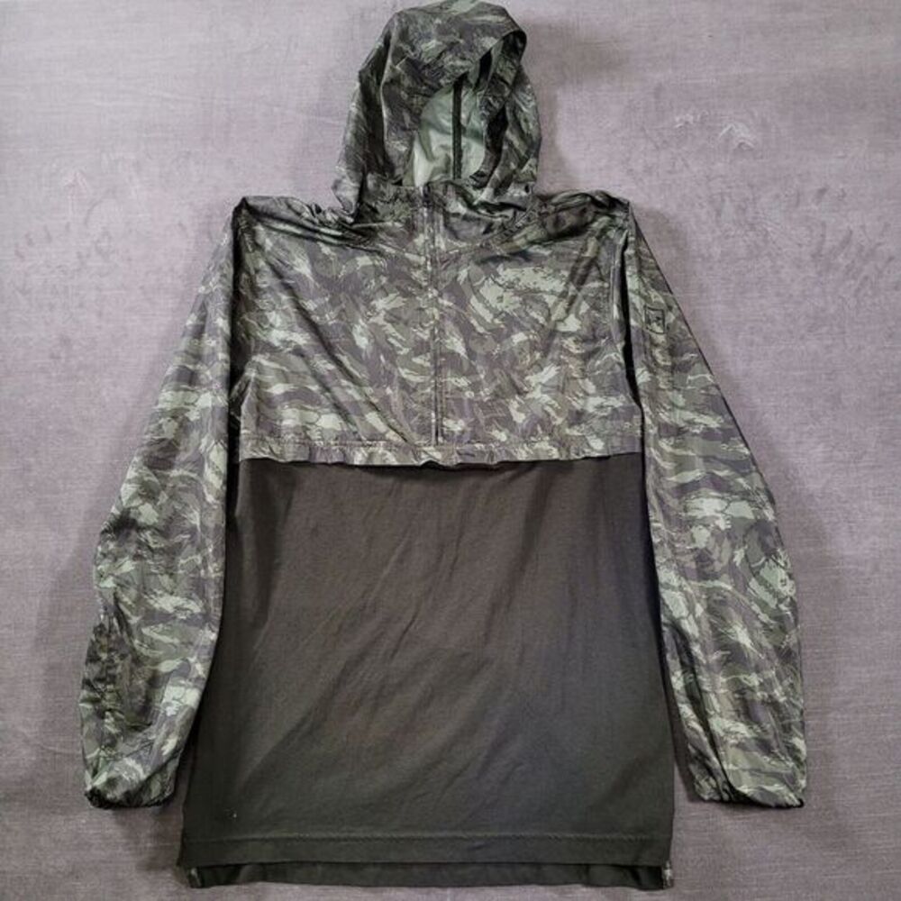 Under Armour Camo Anorak Jacket Mens Medium Artillery Green Wind Hooded